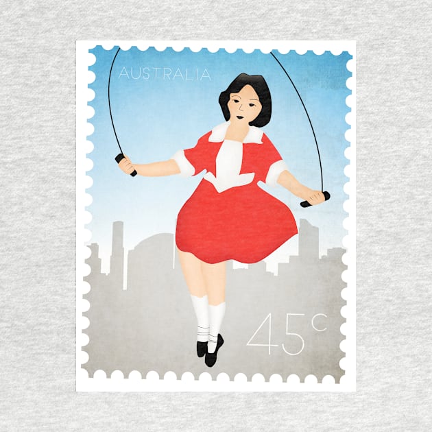 Skipping Girl Vinegar Postage Stamp by melbournedesign